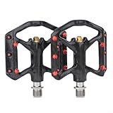 Lawnoval Ultraleichte Kohlefaser-Fahrradpedale, 180 g, zusammenklappbar, mit 3 versiegelten Lagern, 99 mm breite Plattform für Radfahren (rot + schwarz)