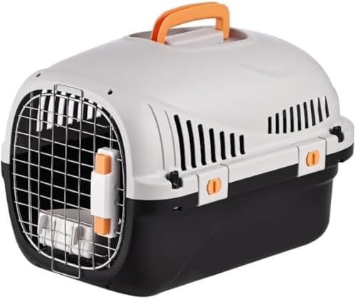 Vilom ペットキャリー 小型犬・猫用 キャリーバッグ 航空輸送対応 おしゃれなデザイン 旅行・散歩に最適 防災グッズにも プラスチック製 (ブラック,50*32*33CM)