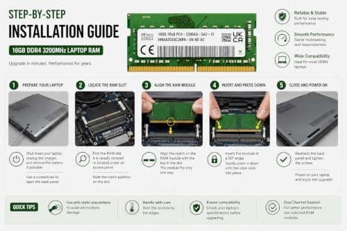 Image of 16GB DDR4 3200MHz OEM Laptop RAM Compatible with SK Hynix [Key Specs: PC4-25600 /3200AA | 260-Pin SO-DIMM | CL22 | 1Rx8 | 1.2V | Non-ECC] | 5 Years Seller Warranty