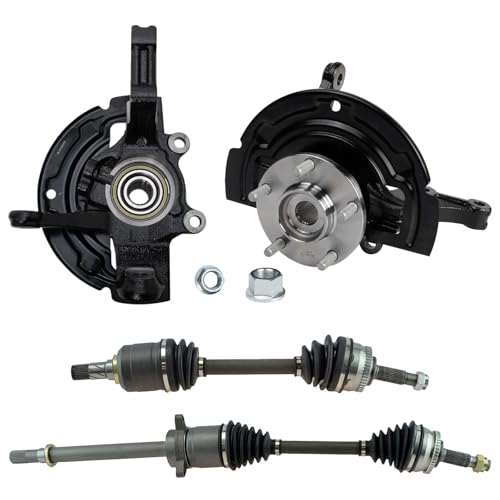 TRQ Front Driver & Passenger Side Drivetrain Kit CV Axle Shaft Assembly Steering Knuckle Assembly Kit Compatible with 2002-2006 Nissan Altima