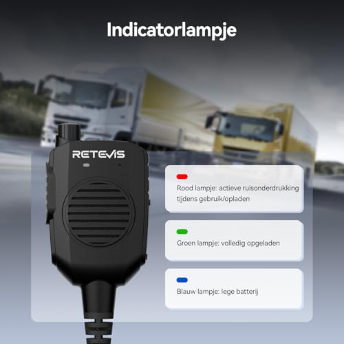 Retevis HA1UV Funkgerät Mikrofon mit Lautsprecher,IP54 Wasserdichtes Funkgerät mit Handmikrofon,Lautsprecher Mikrofon Kompatibel Ailunce NR40 HA2 HD2 RT29 NR630S RT648 NR630 RT87(1 Pack)