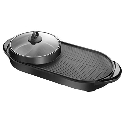 Tischgrill, Teppanyaki-Grill,Non-Stick-Gridldel Mit Einstellbarer Temperatur, BBQ-Hot-Platten-Grill, Für Den Innenbereich (Schwarz)