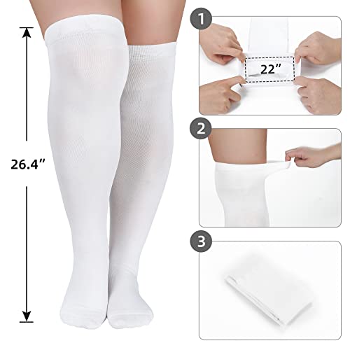 Image of Zando Women Plus Size Thigh High Stockings Over the Knee Thin Tube Socks Long Sport Tights Casual Striped Leg Warmers