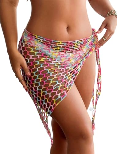 Image of ZAFUL Women's Sarong Coverups Beach Wrap Sheer Bikini Cover Up Mini Skirt | Wraps Swimwear, Cover Ups for Swimwear, Multi-Wear, Texture, Floral