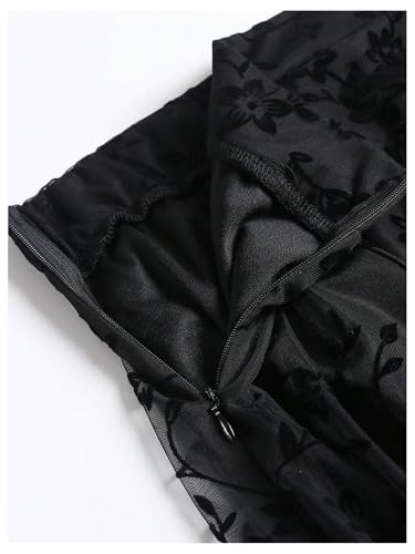 GORGLITTER Women's Plus Size Floral Tulle Skirt Mesh High Waisted A Line Maxi Long Skirts3