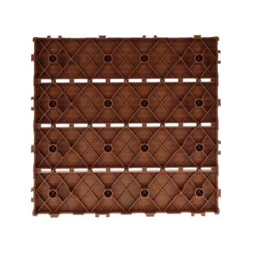10 Pezzi Piastrelle Plastica da Giardino, 30X30cm, Mattonelle In PVC, Colore Marrone Scuro, Pavimento Ad Incastro, Totale 0.9 m², Tagliabile - 4