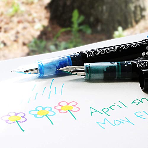 Thornton's Office Supplies Novice Disposable Fountain Pens Pack Of 12 Medium Point Assorted Business Colors 6 Black Ink 4 Blue Ink 2 Red Ink - Reusable Drawing Journaling Hand Lettering Calligraphy #TOP5
