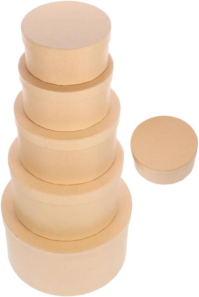 Cabilock 6pcs Round Boxes Multi-functional Decorative Containers Stylish Kraft Storage for Events Holidays Crafts for Jewelry Cookies Items