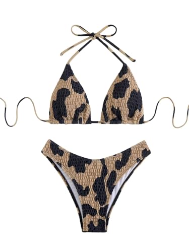 Women's Camo Halter Bathing Suit High Waisted Summer Swimsuit Bikini Set