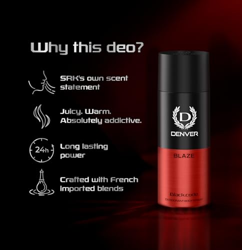 Image of Denver Black Code Blaze Deodorant For Men -150 ML | Long Lasting Deodorant