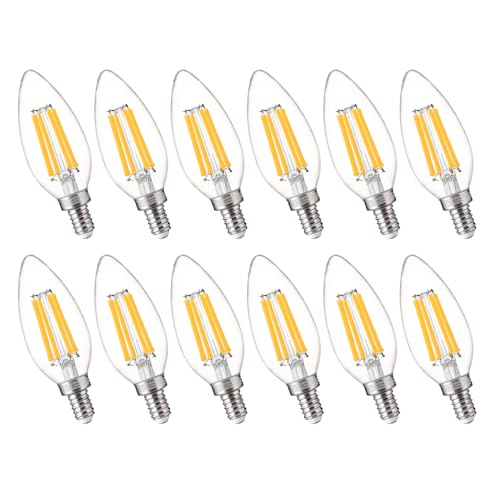 Image of FLSNT 100W Equivalent LED Candelabra Bulbs, 800LM Dimmable B11 E12 LED Chandelier Light Bulbs, 5.5W, 3500K Netural White, 12 Pack