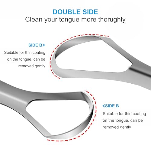 Image of 2 pcs spoon shap Tongue Scraper, 100% Useful Surgical Stainless Steel Tongue Cleaner for Both Adults and Kids, Professional Reduce Bad Breath Metal Tongue Scrapers, Help Your Oral Hygiene