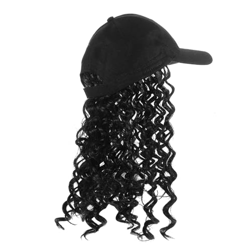 Casquette bouclée afro postiche synthétique 1B chapeau respirant femme style naturel