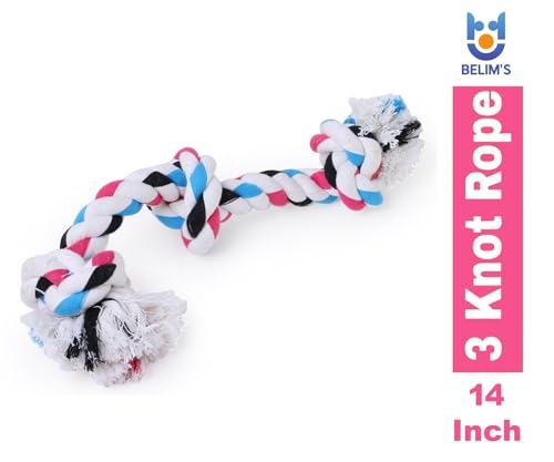 Image of Tail Dog and Puppy Toy Set - Chew, Teething, Rope, and Tug Toys for Small to Medium Dogs - Washable Cotton Rope Toys (3 Knot Rope)