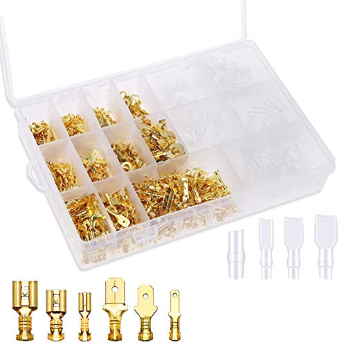 HXcomet Juego de 450 conectores planos macho y hembra, conectores de cable de crimpado planos, conectores aislados con funda protectora (2,8 mm, 4,8 mm, 6,3 mm) Cover