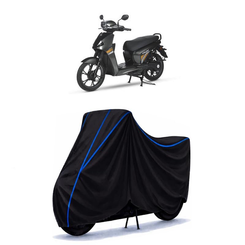 Image of Scooty Cover Water Resistant for RUV 350 | Universal Scooter & Bike Cover | Heavy Duty UV Protection | Dust, Rain & Scratch Protection | Elastic Fit All Weather Indoor Outdoor | Black with Blue Piping