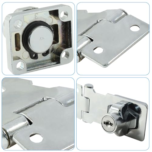 Image of Bivethoi 2Pcs Keyed Hasp Locks 2.5 Inch Twist Knob Keyed Locking Hasp, Stainless Steel Hasp Latches Keyed Different for Small Doors, Cabinets (Sliver)