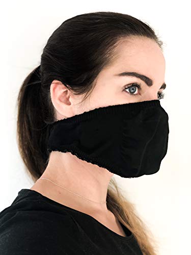 Schlauchförmige Mundschutz. Nahtloser, waschbarer und wiederverwendbarer Gesichtsschutz, 2er Pack, schwarz Gr. Medium/Large