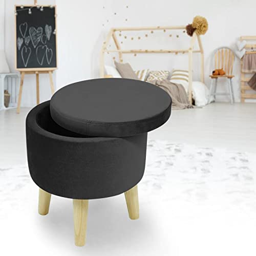 Pouf Contenitore Rotondo Creativo, Sgabello ottomano in Velluto con Coperchio, Contenitore e piedin