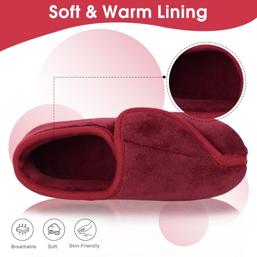 Image of Git-up Women Soft wide Slippers Memory Foam Closed Toed Diabetic Arthritis Edema House Slippers