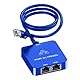 Uzifhdhi LAN Splitter 1 auf 2 mit Ethernet Kabel, Gigabit LAN Switch 2 Port 1000Mbps Ethernet Splitter für Computer, TV, Hub, Switch, Router, Set-Top Box,et.Blau