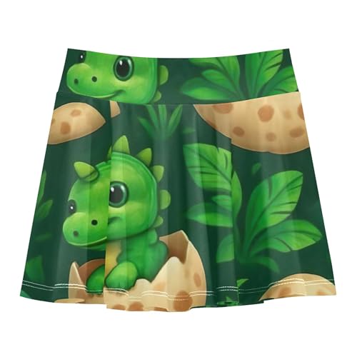 Joisal Tennis Skirts for Kids Cute Green Dinosaurs Eggs Girls' Shorts Athletic Skorts Cute Flowy Skort 4t