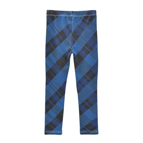 Buffalo Plaid Blue Black Kids Girl's Athletic Leggings Stretch Full Length Lounge Pants Exercise2