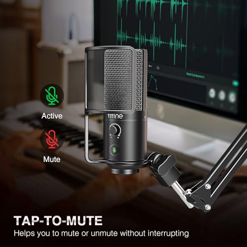 Image of FIFINE T669PRO1 USB Studio Recording Microphone for Podcast, Singing | Cardioid Condenser Mic, 16MM Large Diaphragm, Mute Button, Gain Knob, Pop Filter, Metal Boom Arm, Content Creation, Streaming