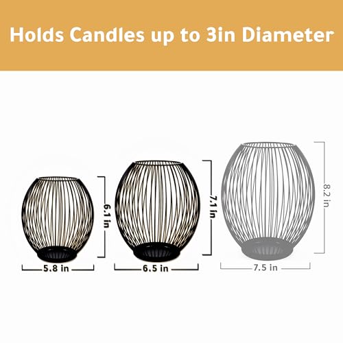 Oleek SET CANDLE HOLDER Outdoor Candle Holder Decor Set - Black Candle Holder - Candle Holders For Table Centerpiece - Hurricane Candle Holder thumb #2