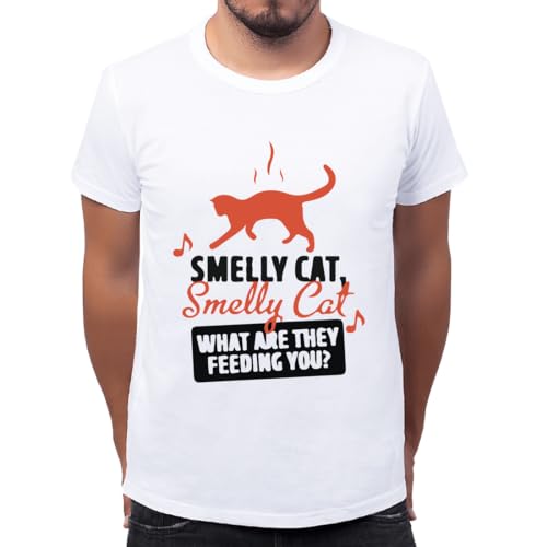 Forsca Smelly Cat What Are They Feeding You Friends Song Camiseta Clásica con Cuello Redondo para Hombre Large