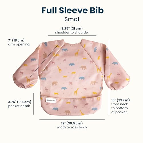 Image of Tiny Twinkle Long Sleeve Bib for Babies & Toddlers | Waterproof Smock Bib for Eating | Machine Washable & Mess-Proof Feeding Essentials | Newborn Shower Gift (Petite Safari, 2-4Y)