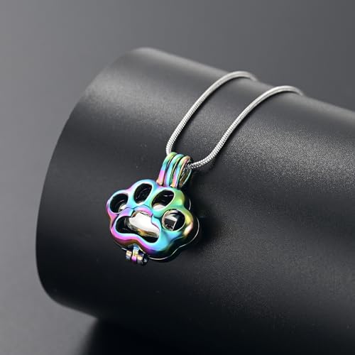 QGJNSGC Pet Cremation Jewelry for Ashes for Dog Cat Paw Print Memorial Locket Urn Necklace with Mini Case Keepsake Cremation Jewelry for Women/Men - Image 4