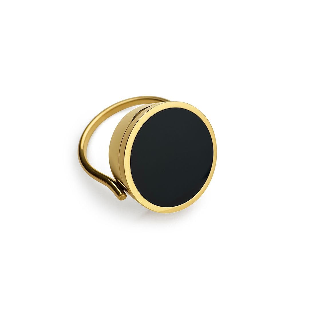 Lip Balm Ring, Refillable Hidden Lip Balm Holder Ring for Women, Black Onyx Statement Ring, Gold or Stainless Steel Jewelry, Stylish & Functional Gift