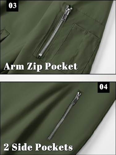 Tacvasen TCTJ-201-9938-GREEN-2XL Men Bomber Coat Army Green Light Men Jackets Fashion Men Windbreaker Jackets Men Varsity Jacket Casual Jackets Full Zip Up Jackets thumb #5