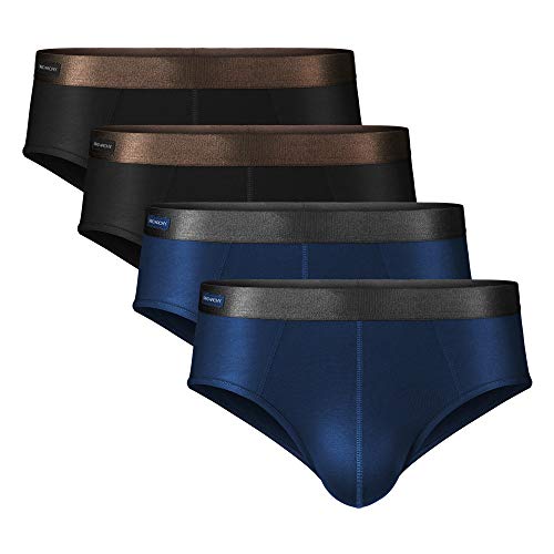 DAVID ARCHY Men's Underwear Bamboo Rayon Breathable Ultra Soft Comfort Lightweight Pouch Briefs No Fly in 4 Pack (M, Black/Navy Blue-N)