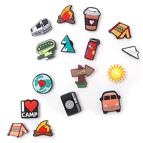 Pounchi Travel Outdoor Adventure Shoe Charms Decor (16Pcs) Camping Cute Cartoon Pvc Charms Decoration Pins For Wristbands Bracelets And Shoes Charm Party Favor Accessories Gifts For Teens #TOP7
