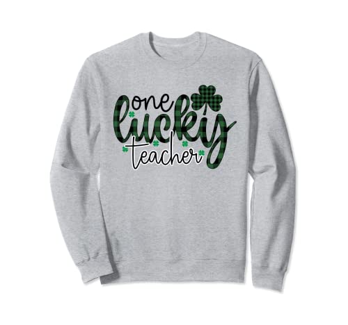 St Patricks Day Clover Green Buffalo Plaid One Lucky Teacher Felpa