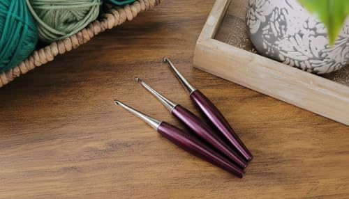 Image of Furls Crochet Hook, Odyssey Amethyst, Nickel Plated Tip for Effortless Glide, Ergonomic Handle Crochet Hooks 7 inch (Odyssey - Amethyst, M - 8.00mm)