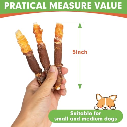 Mon2Sun Dog Treats, Triple Flavor 5 Inch Chicken Liver Duck And Chicken Wrapped Rawhide Snacks For Small And Medium Dogs thumb #2