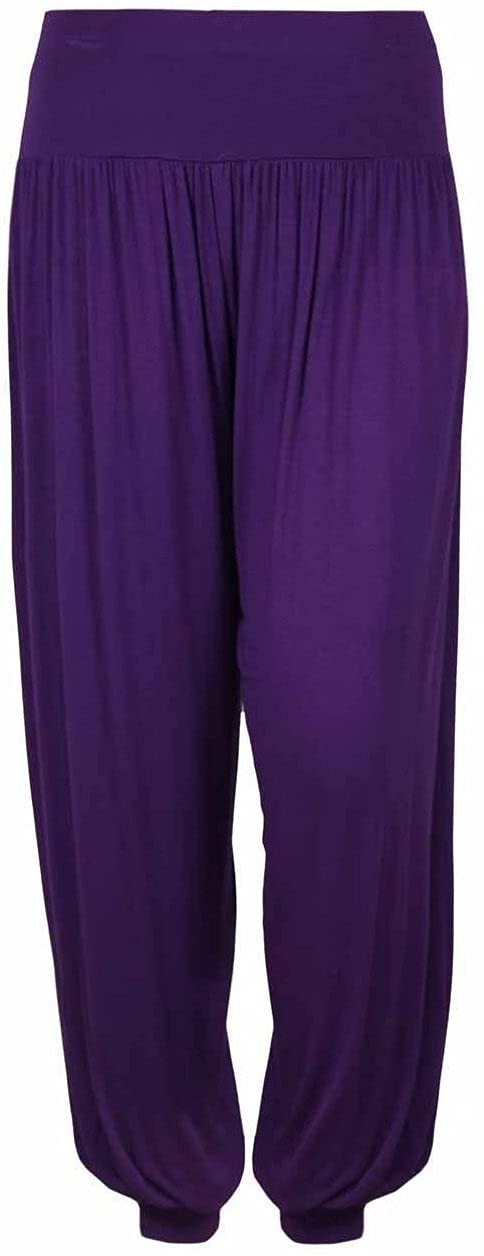 Crazy Girls Girls Purple Plain Crazy Womens Hareem Trouser Ladies Plain Baggy Harem Ali Baba Casual Pants, Purple - Plain, 2XL (Uk 20-22)