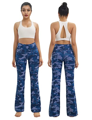 Image of BUBBLELIME 29 inch /31 inch /33 inch /35 inch /37 inch Women High Waist Bootlegs Yoga Pants Tummy Control Bootcut Workout Flared Out Pockets