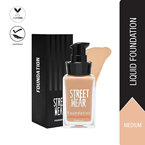 Image of STREET WEAR Foundation -Medium (Medium) - 30 ml -Weightless, Buildable Coverage, Breathable, Water-based Formulation for Daily Use, Enriched with Vitamin E (Pack of 2)