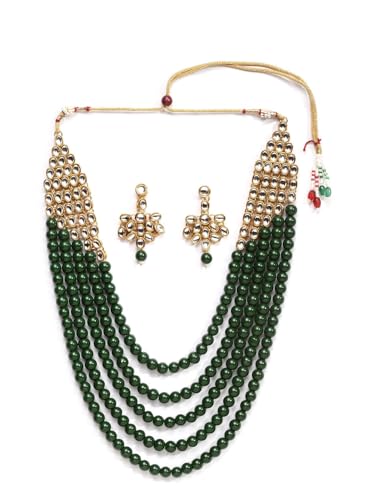 Juego de joyas Kundan con cuentas verdes DMZ-2672 un regalo inolvidable de latón y oro para mujer