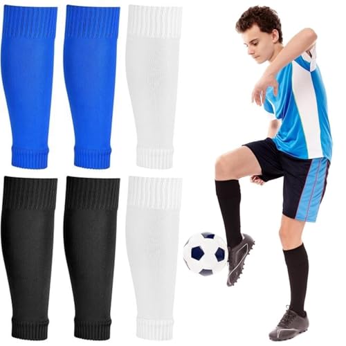 ADUDVLO - ADUDVLO 3 Pairs Football Sock Sleeve, Boys Kids Team Leg Black Pre-cut Sock Sleeves for Football Running or Training Beginner
