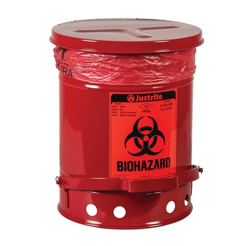 ULINE Biohazard Waste Container, 6 Gallon, Red