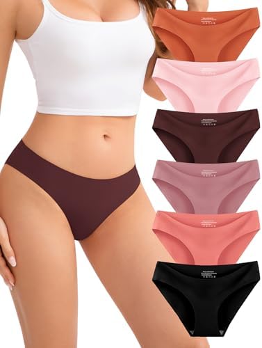 JUYINA Womens Underwear Seamless Bikini No Show Invisibles Panties Soft Ladies Stretchy Low Rise Hipster Briefs 6 Pack M