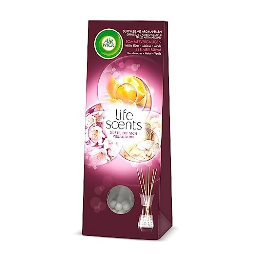 Air Wick Duftvase mit Aromaperlen – Duft: Sommervergnügen – 1 x 30 ml Raumduft mit Stäbchen