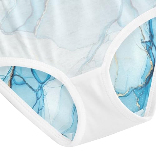 Blue Watercolor Marble Toddler Cotton Underwear, Girls' Underwear, 2T–8 Years4