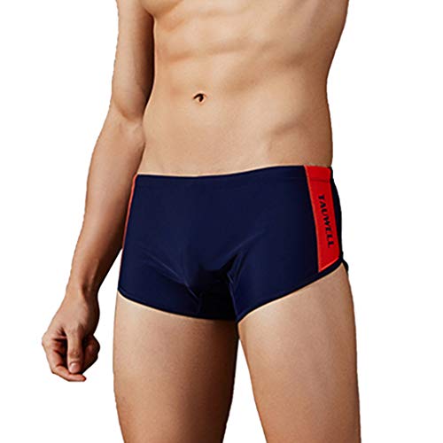 Bolayu Men's Swim Briefs Square Pouch Swim Boxer Briefs Low Rise Swimming Brief Salent Quick Dry Sexy Swim Trunks Dark Blue