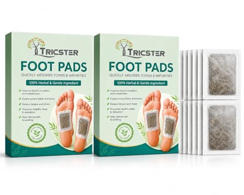 Image of TRICSTER Detox Foot Patches for Deep Cleansing & Relaxation | Natural Bamboo Vinegar Ginger Foot Pads for Toxin Removal, Stress Relief, Better Sleep & Foot Care | Herbal Foot Patch for Men & Women (Pack of 20)